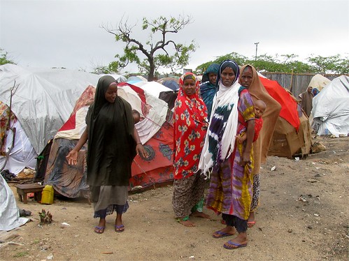 Women in the Waberi District of Mogadishu, Somalia where they have re-located to receive drought relief from international humanitarian organizations. Despite the reports of famine fewer people are arriving in the capital. by Pan-African News Wire File Photos