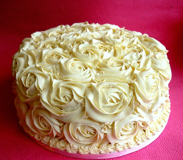 Rose swirl wedding cake This is a rose swirl buttercream cake which was 