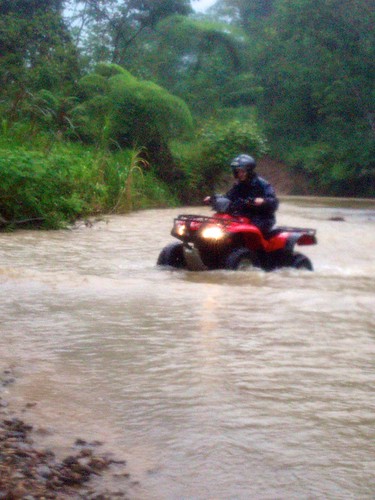 Jennifer Crosses a River on ATV