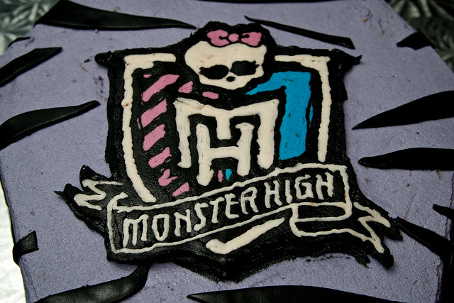 Monster High Cake for Cassidy Buttercream icing and fondant zebra stripes