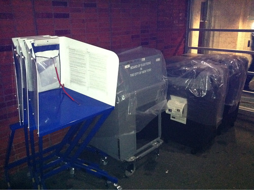 NYC voting machines outside, unattended