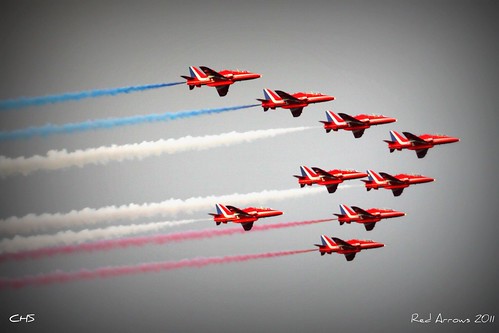 RAF Red Arrows over Fowey Regatta, 18th August 2011 by Claire Stocker (Stocker Images)