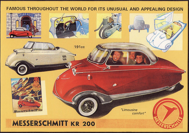 Covers a rare Messerschmitt KR200 3 wheeler micro car from 1955 that was