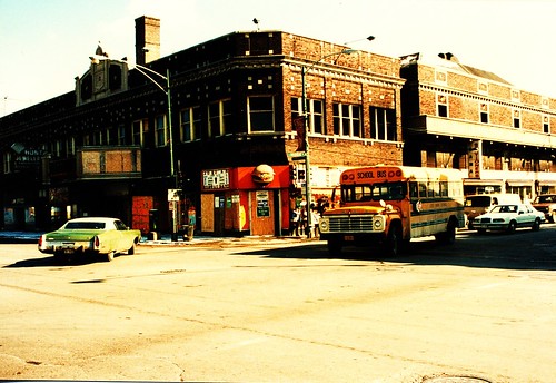 The Marquette movie Theatre building on West 63rd Street at South Kedzie avenue. (Gone.)  Chicago Illinois USA. March 1986. by Eddie from Chicago
