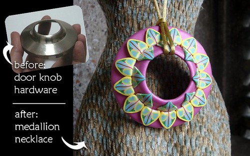 Обзор- нестандартные инструменты и материалы для полимерной глины. Trash to treasure: door knob turned into a necklace