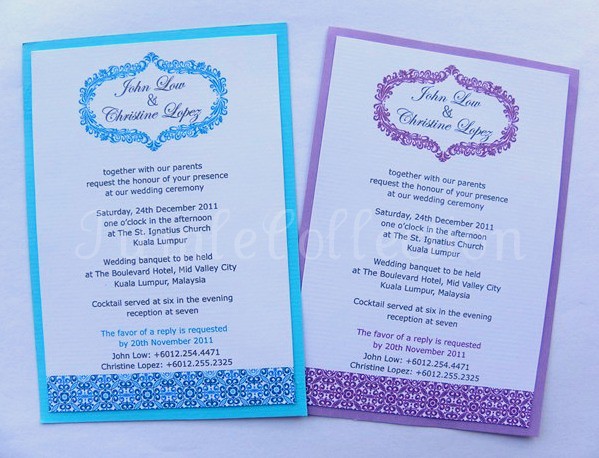 Blue Purple Wedding Invitation Cards wwwpurplecollectionblogspotcom
