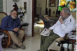 Cuban revolutionary Fidel Castro and journalist Mario Silva hold discussions in Cuba. Castro was the leader of the Cuban Revolution in 1959 and beyond. by Pan-African News Wire File Photos