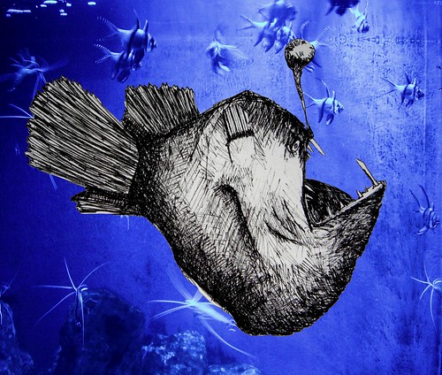 Humpback Anglerfish with a Funky Background by The People In My Head