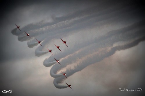 RAF Red Arrows over Fowey Regatta, 18th August 2011 by Claire Stocker (Stocker Images)