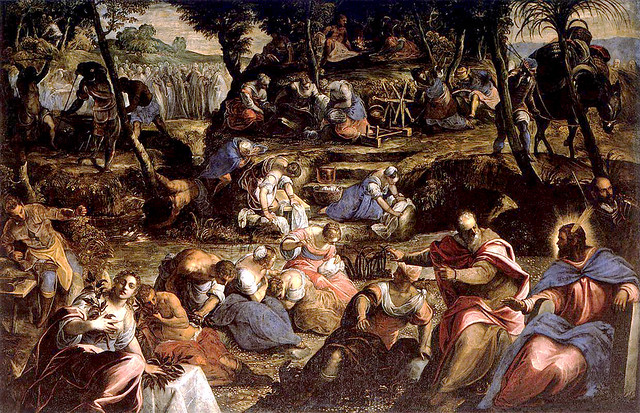 Tintoretto - Jews in Desert 1593