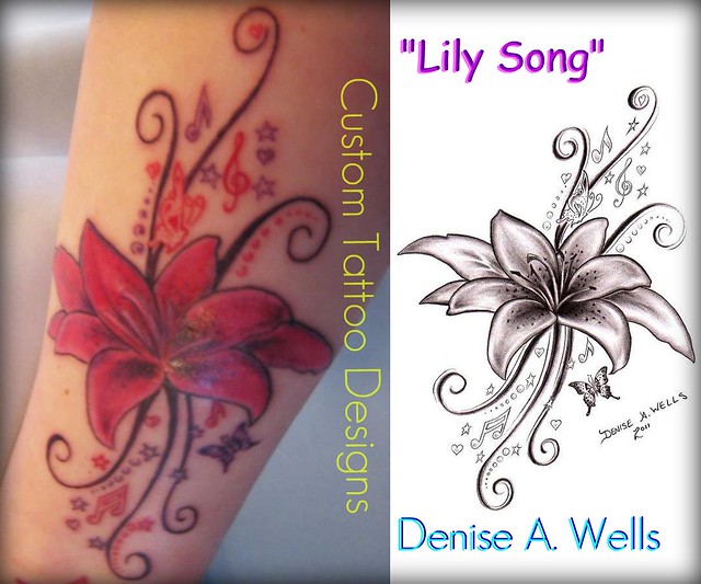 Lily Song Tattoo Design by Denise A Wells