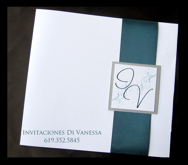 Teal and Silver wedding invitation For orders and estimates please