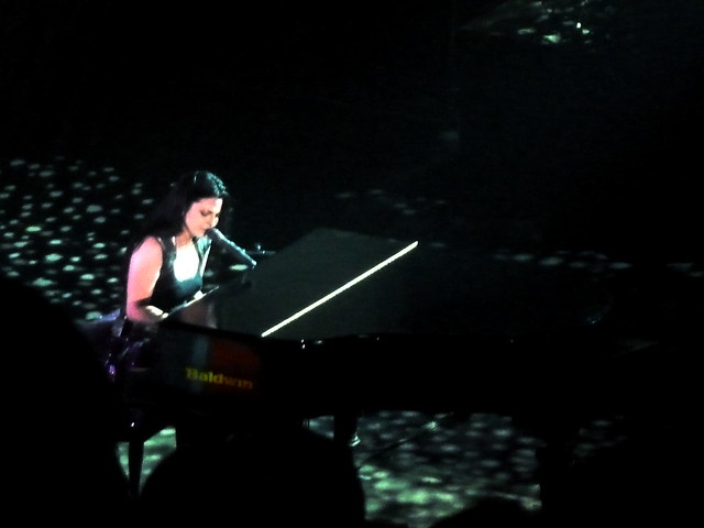 Amy Lee from Evanescence playing the piano during their concert at the HMV