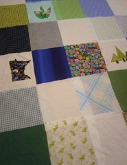Embroidered Squares with Fabric Ones