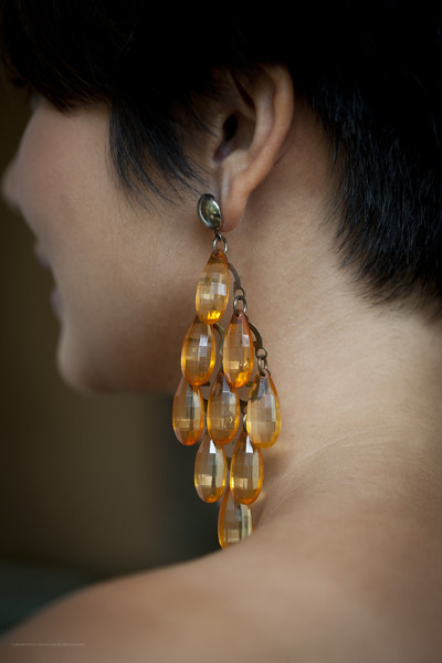  Back view of the beautiful orange beads that capture light with every move!