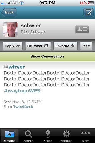 Twitter Kudos from Rick Schwier