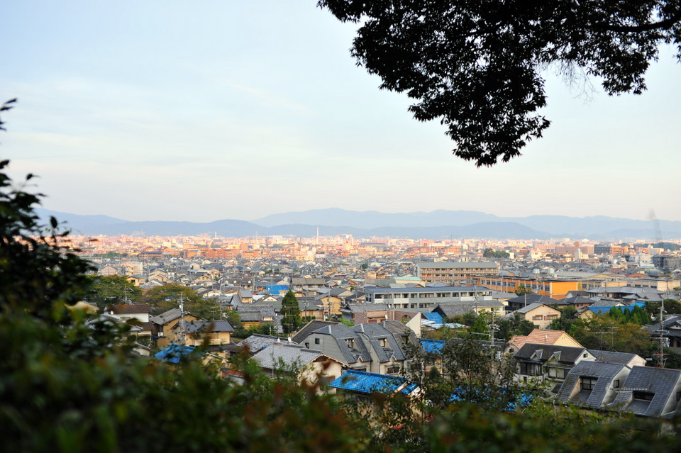 From the Temple grounds you can see back towards Kyoto city