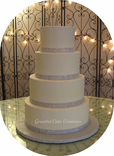 Elegant White and Silver Wedding Cake wedding cake