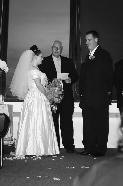 Wedding Ceremony Black and White Marlain and Kevin Perry's Wedding Day