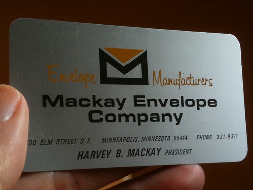 Harvey Mackay aluminum business card, circa 1970