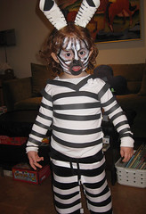 Speck in zebra warpaint for Halloween