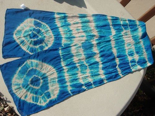 silk scarf - tie dye taupe on turquoise
