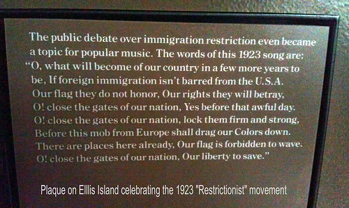 1923 Restrictionist Movement Plaque at Ellis Island