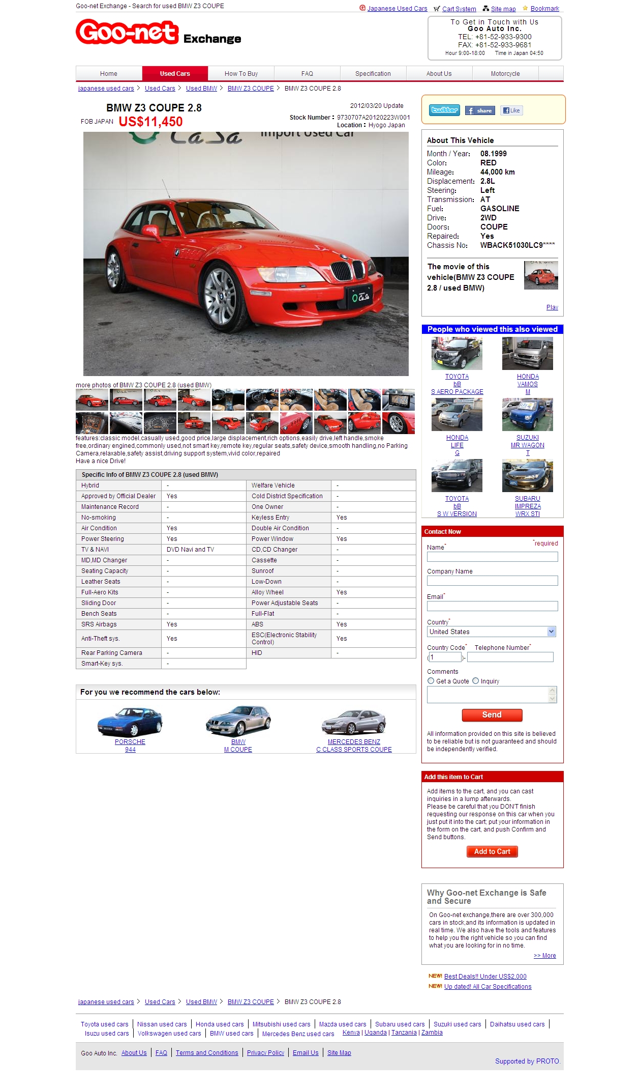 1999 BMW Z3 Coupe | Hellrot Red | Walnut | Ad Screenshot WBACK51030LC9****