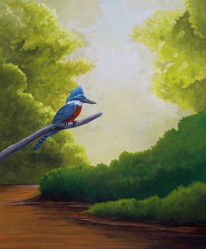 Jungle King Fisher Landscape Painting