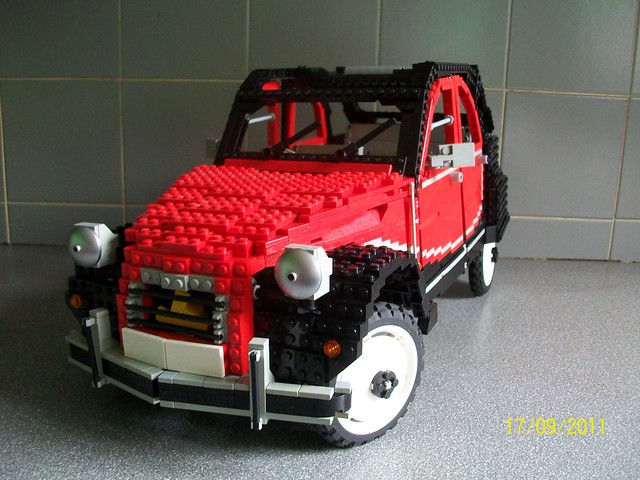 A large Lego model of my own car a 1988 Citroen 2CV Charleston with lots