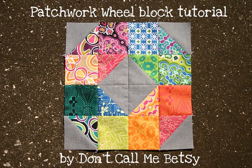 Patchwork Wheel block tutorial
