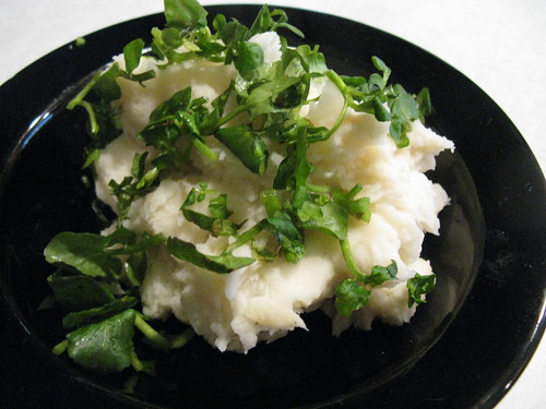 Mashed potatoes w/onions, garlic & watercress by Where is Saskia?