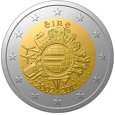 2 Euro Írsko 2012, 10. výročie zavedenia Eura