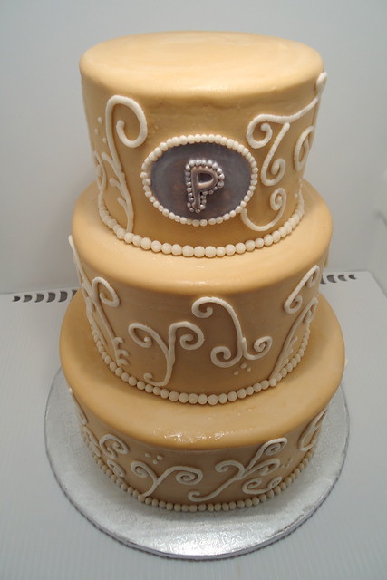 Scroll Work Wedding Cake