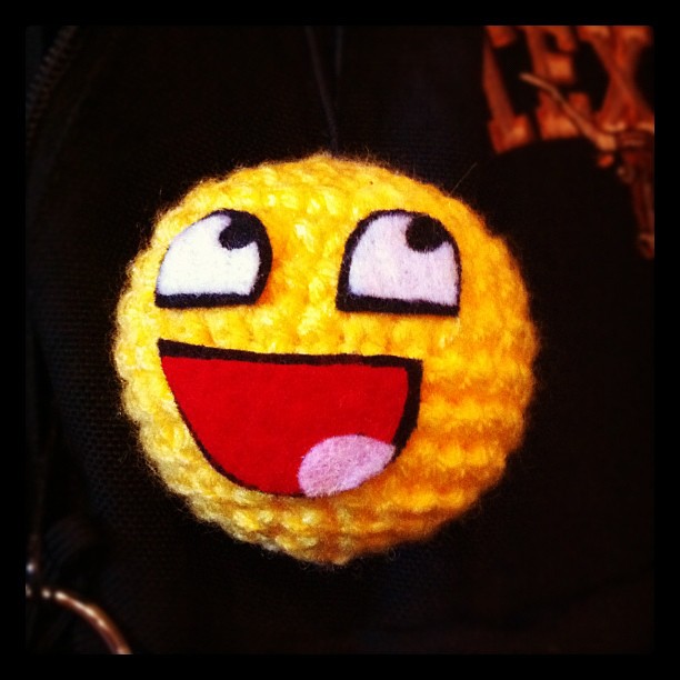An epic face keychain for my son crochet amigurumi epicface