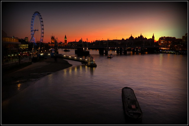 Boats on the River Thames at Sunset