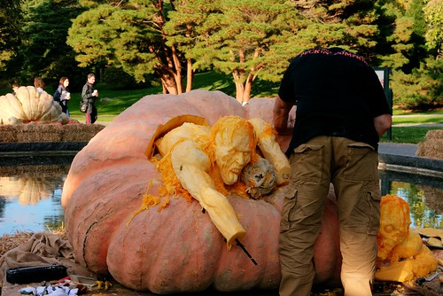 Zombie pumpkin carving by Ray Villafane