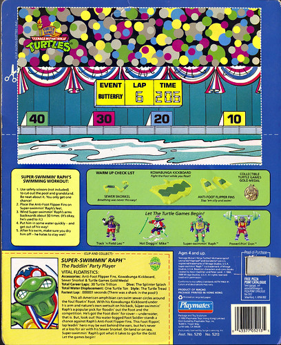 "TURTLE GAMES" TEENAGE MUTANT NINJA TURTLES :: SUPER-SWIMMIN' RAPH .. card backer ii (( 1992 ))