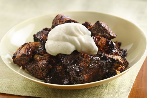 Triple the chocolate bread pudding