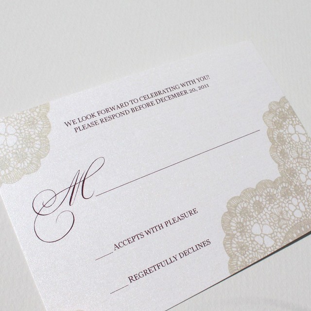 Gold Vintage Antique Lace Wedding Invitation Set for Alissa and Gary