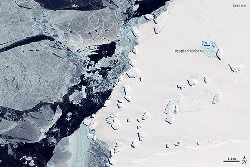 2011年融冰脫離東南極洲。照片來源：NASA
