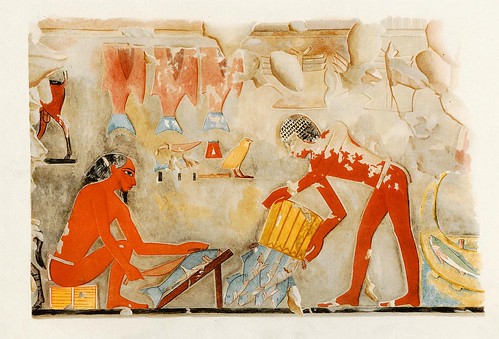 014-Limpiando el pescado-The tomb of Puyemrê at Thebes 1922-1923 - Norman de Garis Davies- © Universitätsbibliothek Heidelberg