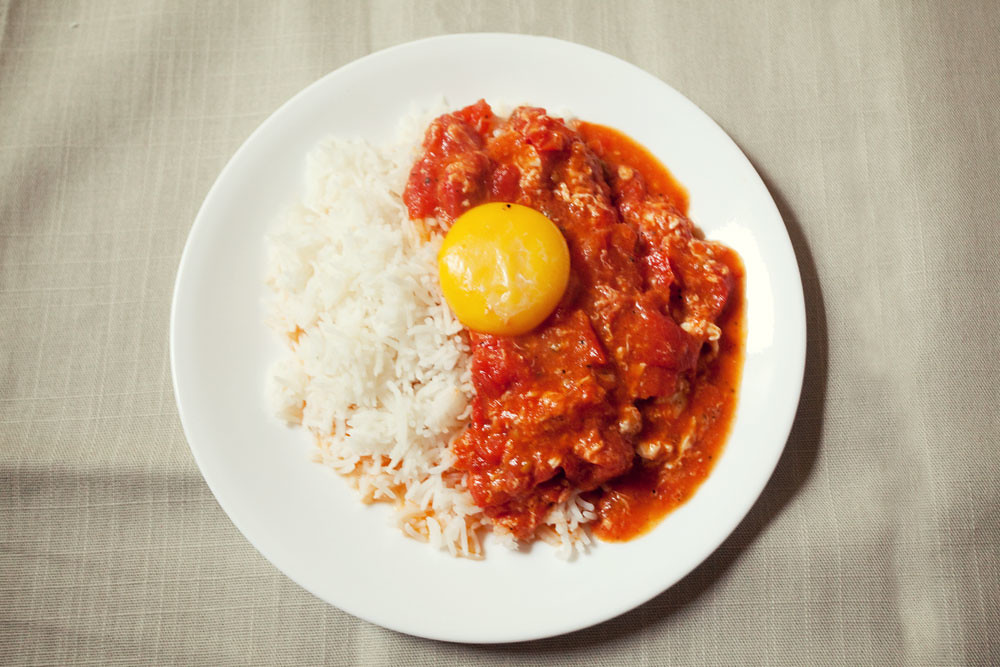 Tomato & egg over rice