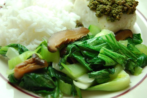 Bok Choy and Pickled Mushrooms