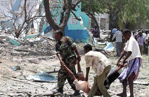 A bombing took place on October 4, 2011 outside the Ministry of Education in Mogadishu, Somalia. The US has launched drone attacks on the country killing over 100 people since the end of September. by Pan-African News Wire File Photos