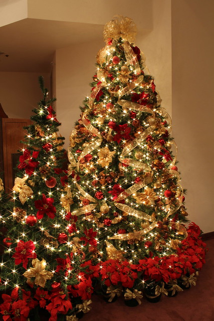 Red and Gold Christmas Tree with Jeweled Fruit | Flickr - Photo ...