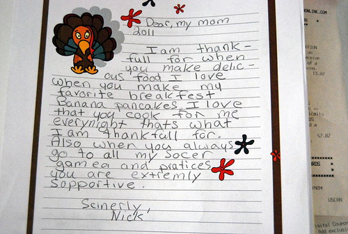 My Son is Thankful for...