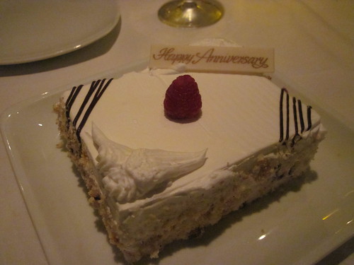 Cake served at Le Bistro for our anniversary