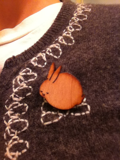 Sleeping Bunny Wood Pin that I made.