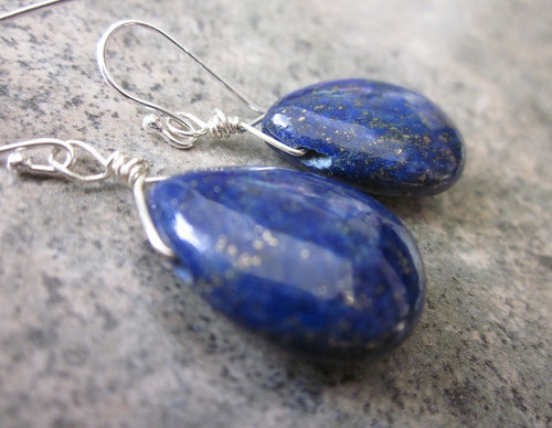 Lapis Lazuli Briolette 

Earrings Wrapped in Sterling Silver